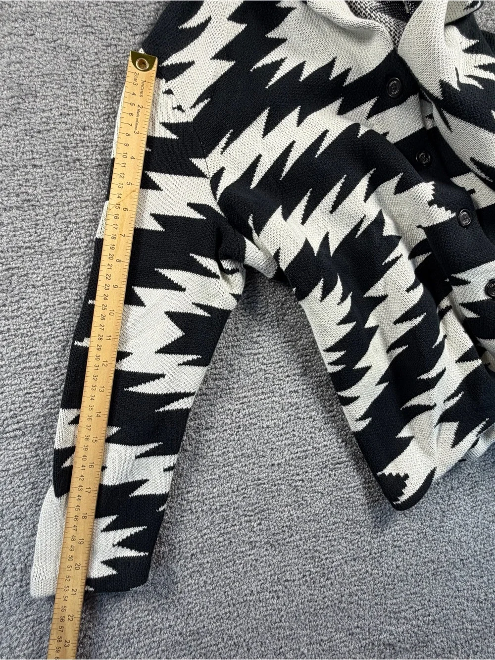 Chaps Aztec Geometric Button Up Cardigan Black & White Size 2X Womens Zebra Cowl